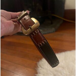 FOSSIL Brown Red Patchwork Genuine Leather Stitch Belt Rare **SOLD*